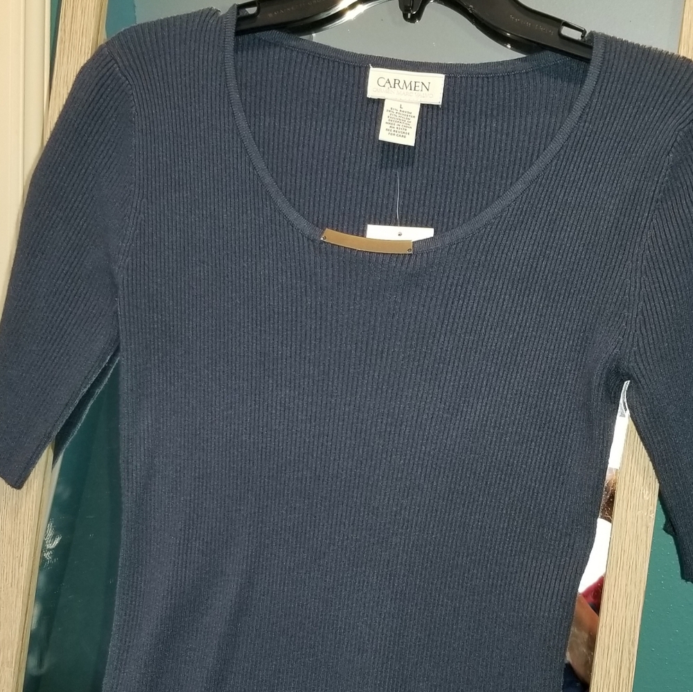 Carmen Marco Valvo Petrol Blue Sweater